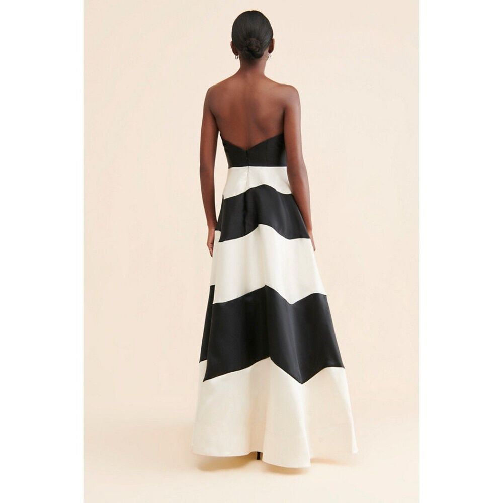 Anthropologie Hutch Strapless Maxi Dress Formal Gown Black White Colorblock 8 - Picture 3 of 16